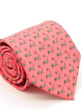 Ferrecci Grasshopper Coral Necktie with Handkerchief Set